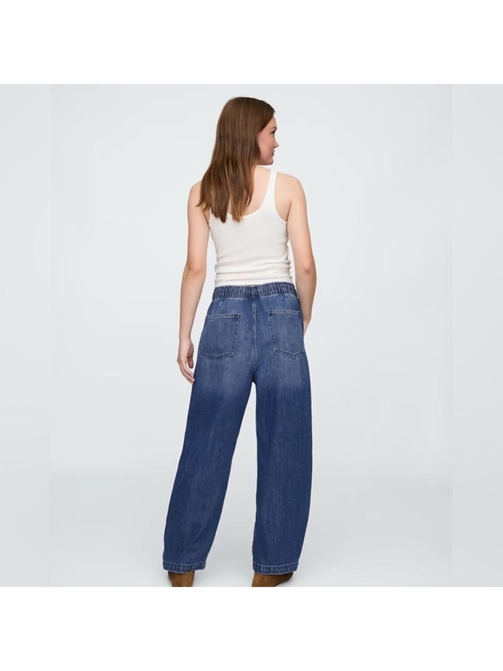 Gap Dark Wash Denim Utility Pull-On Barrel Jeans NWT - Picture 3 of 5
